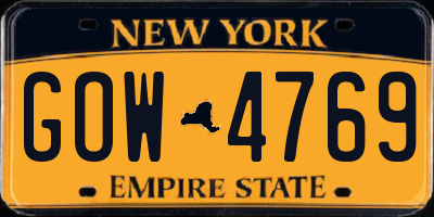 NY license plate GOW4769