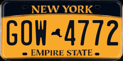 NY license plate GOW4772