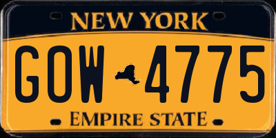 NY license plate GOW4775