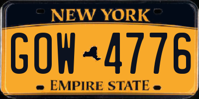 NY license plate GOW4776