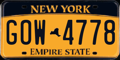 NY license plate GOW4778