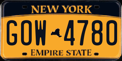 NY license plate GOW4780