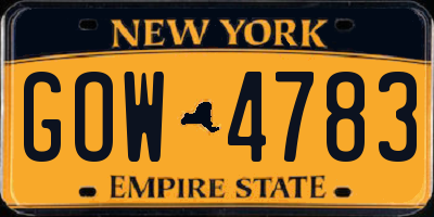 NY license plate GOW4783