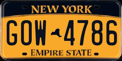 NY license plate GOW4786