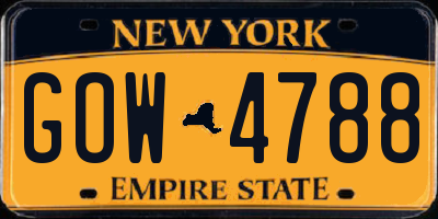 NY license plate GOW4788