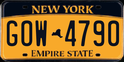 NY license plate GOW4790