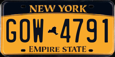 NY license plate GOW4791