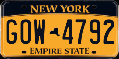 NY license plate GOW4792