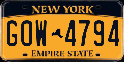 NY license plate GOW4794