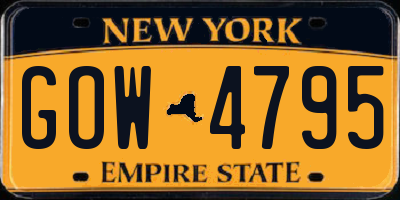 NY license plate GOW4795