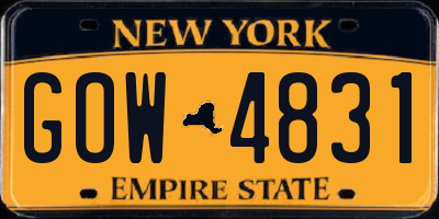 NY license plate GOW4831