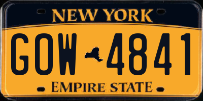 NY license plate GOW4841