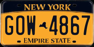 NY license plate GOW4867