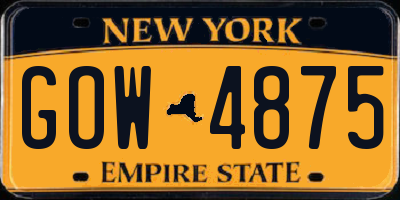 NY license plate GOW4875