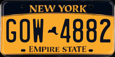 NY license plate GOW4882