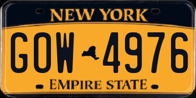 NY license plate GOW4976