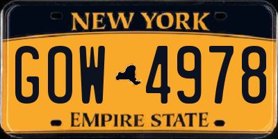 NY license plate GOW4978