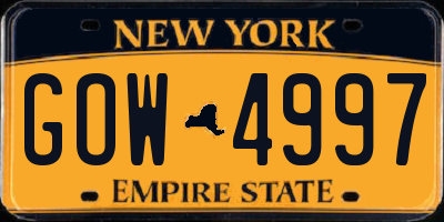 NY license plate GOW4997