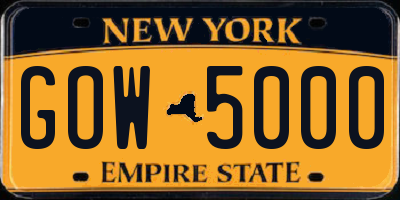 NY license plate GOW5000