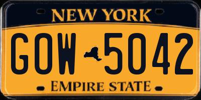 NY license plate GOW5042