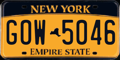 NY license plate GOW5046