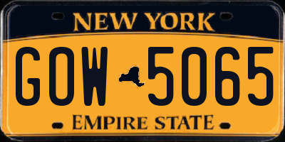 NY license plate GOW5065