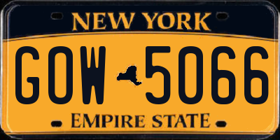 NY license plate GOW5066