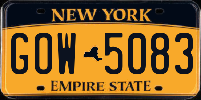 NY license plate GOW5083