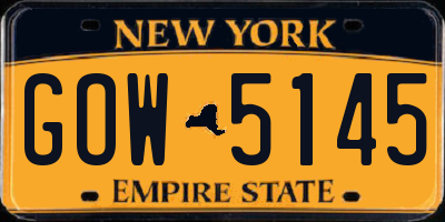 NY license plate GOW5145
