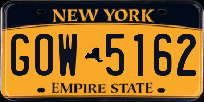 NY license plate GOW5162