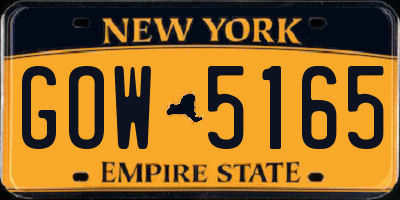 NY license plate GOW5165
