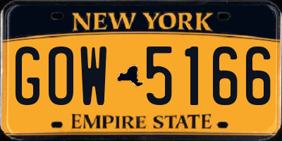 NY license plate GOW5166