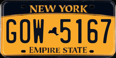 NY license plate GOW5167