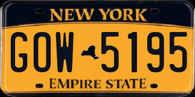 NY license plate GOW5195