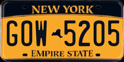 NY license plate GOW5205