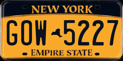 NY license plate GOW5227