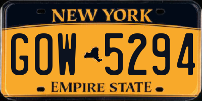 NY license plate GOW5294