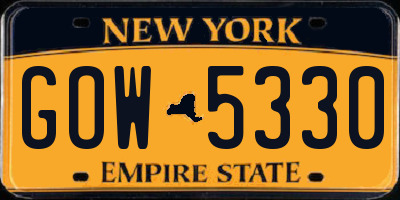 NY license plate GOW5330