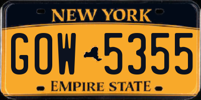 NY license plate GOW5355