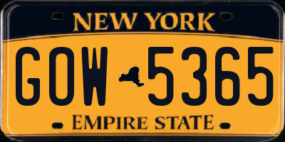 NY license plate GOW5365