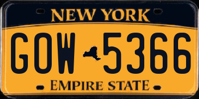 NY license plate GOW5366