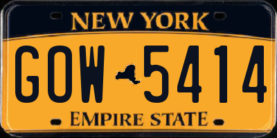 NY license plate GOW5414