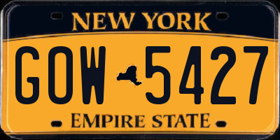NY license plate GOW5427