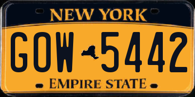 NY license plate GOW5442