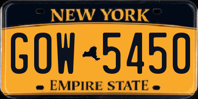 NY license plate GOW5450