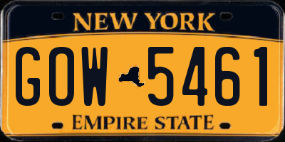 NY license plate GOW5461