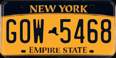 NY license plate GOW5468