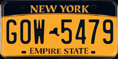 NY license plate GOW5479