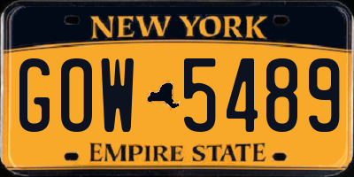 NY license plate GOW5489