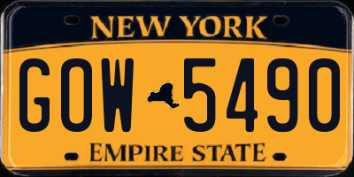 NY license plate GOW5490